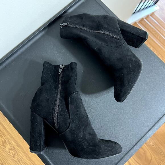 Black Block Heel Sock Booties - Picture 6 of 7